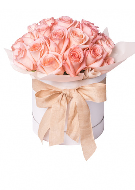 Коробка розовые розы